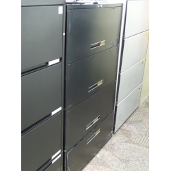 Black 4 Drawer Lateral Front Flip Filing Cabinet, Locking